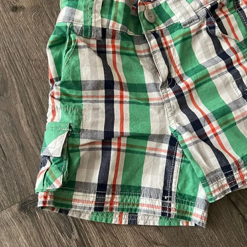 Hanna Andersson Plaid Green, Orange And Navy Shorts  size 80